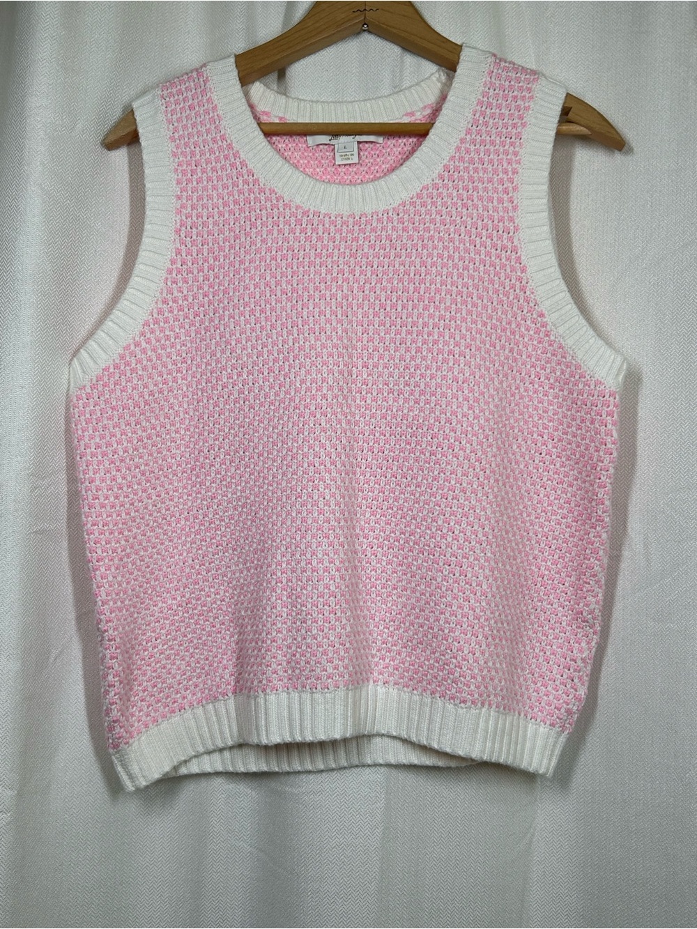Lilly Pulitzer Sweater Vest Tank Pink White Size Large Top